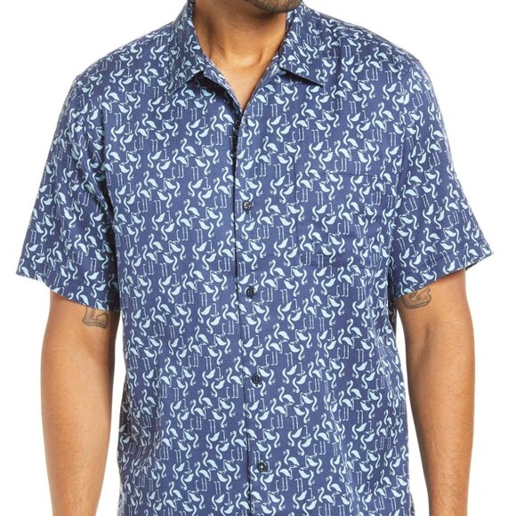 Tommy Bahama Other - Mens Tommy Bahama Go Flamingo SS Shirt Ocean Deep